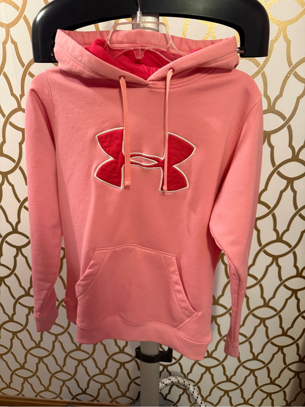 Under Armour Pink Hoodie with Dark Pink Logo Women’s size medium